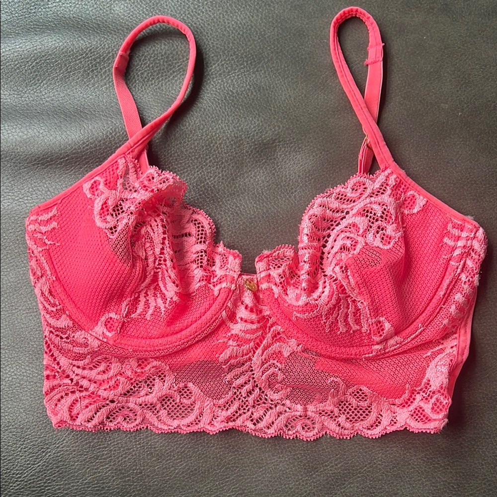 Lace Bralette in Vibrant Pink